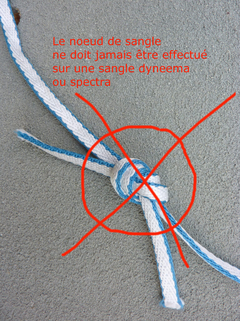 noeud de sangle sur dyneema faux